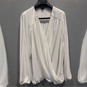 torrid White Surplice Draped Blouse